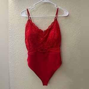 Faded Rose Lace Bodysuit, Size XL